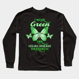 I Wear Green For Celiac Disease Awareness Gluten Free Long Sleeve T-Shirt